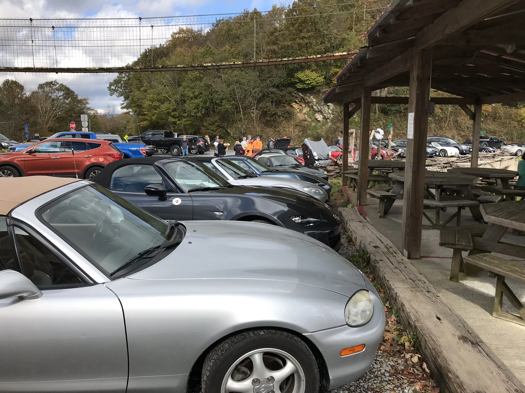 Saturday afternoon we drove to Big Walker Lookout. Our Miatas plus another car club were there.
