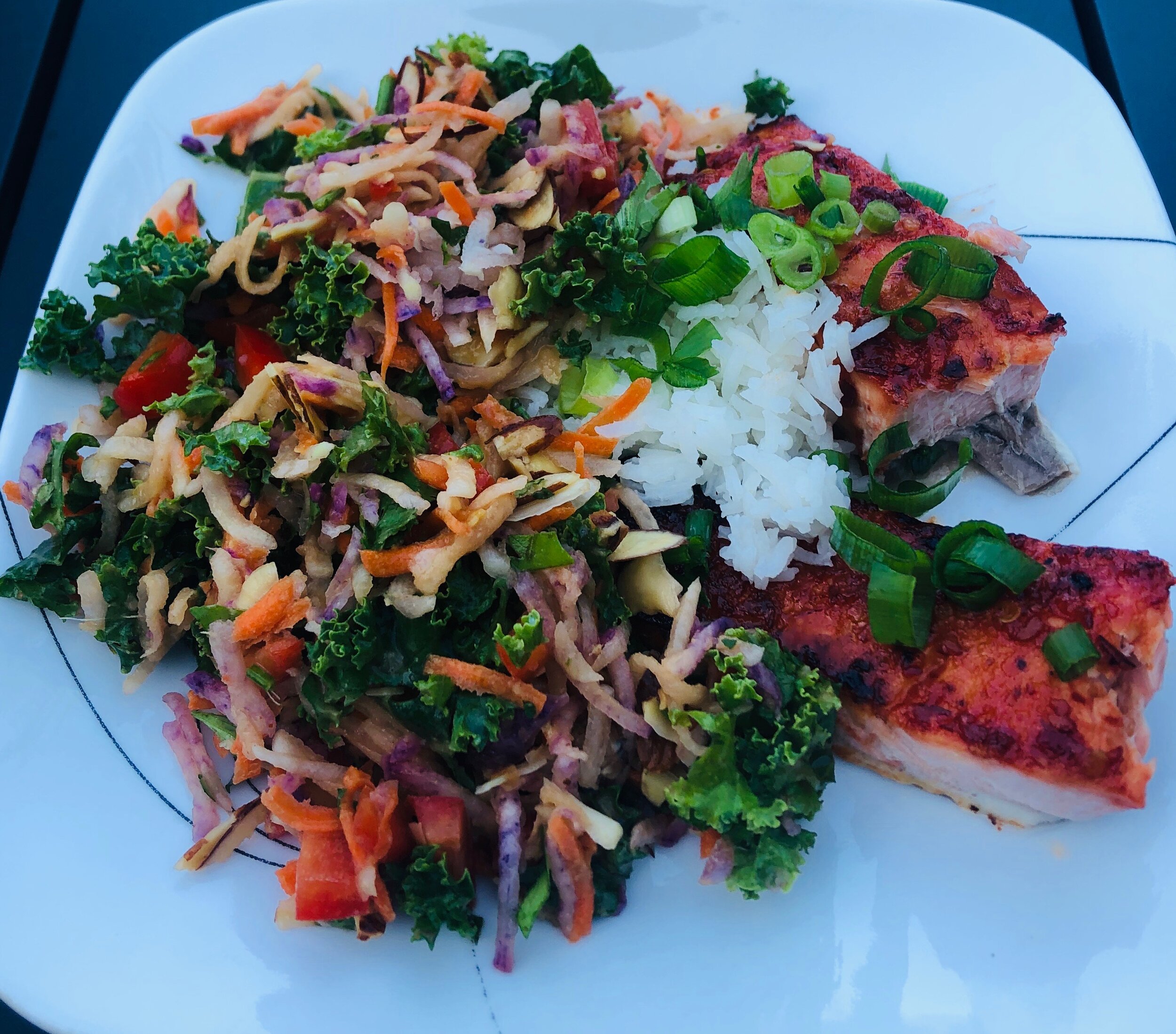 Healthy Recipe: Thai Salmon with Asian Kale salad 