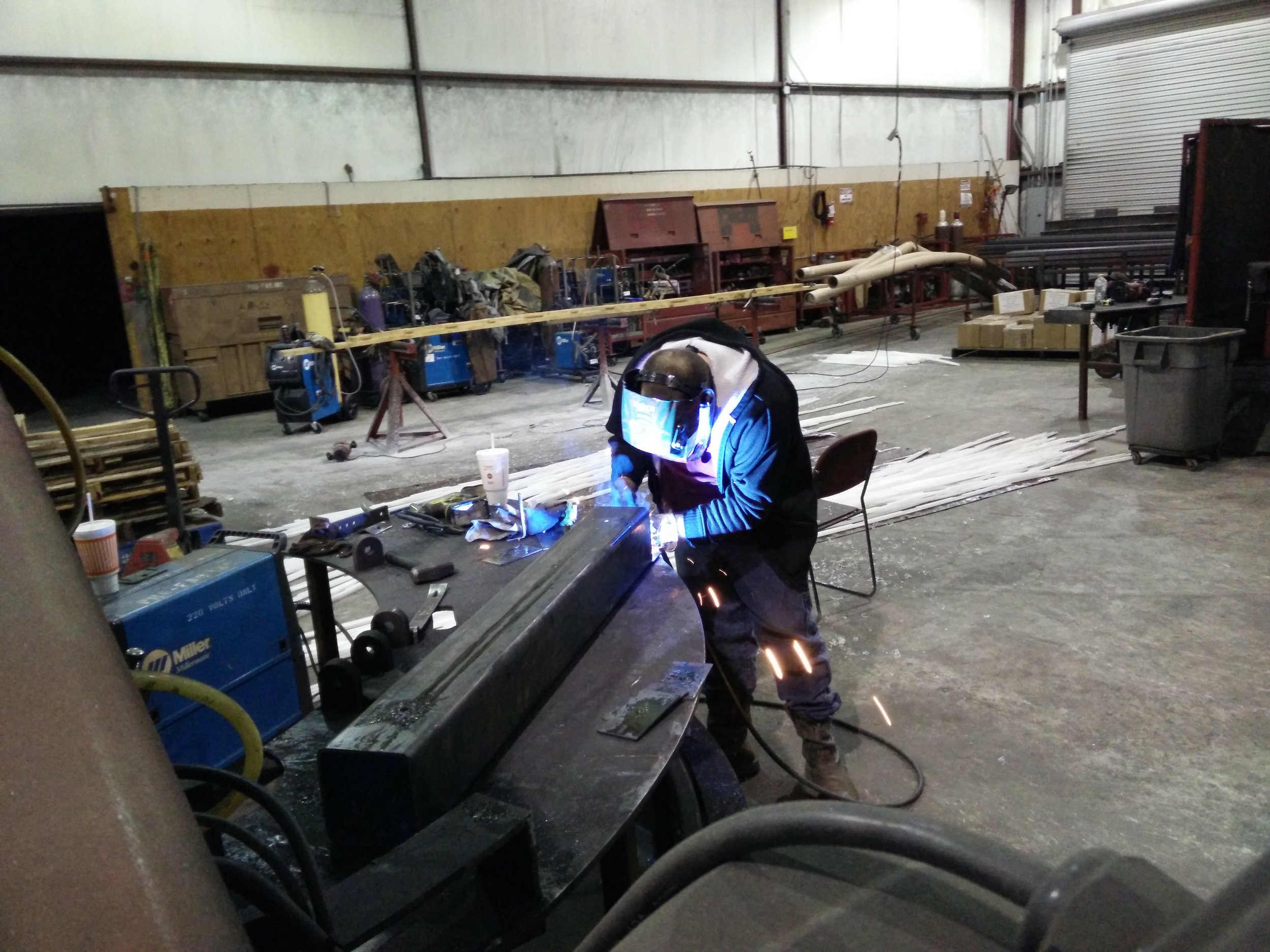 Welding footplates on the stands