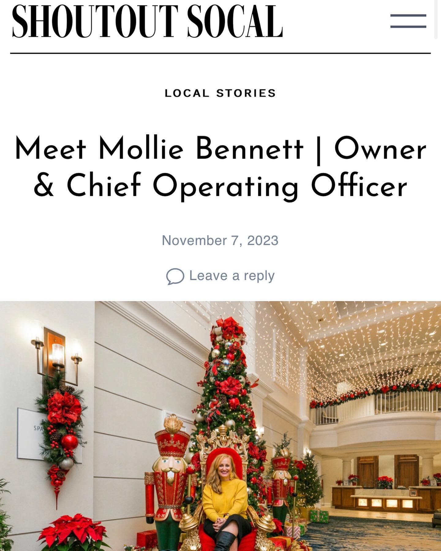 We got a little press! Click link in comments to read this cool feature in ShoutOut SoCal! https://shoutoutsocal.com/meet-mollie-bennett-owner-chief-operating-officer/
@shoutoutlaofficial