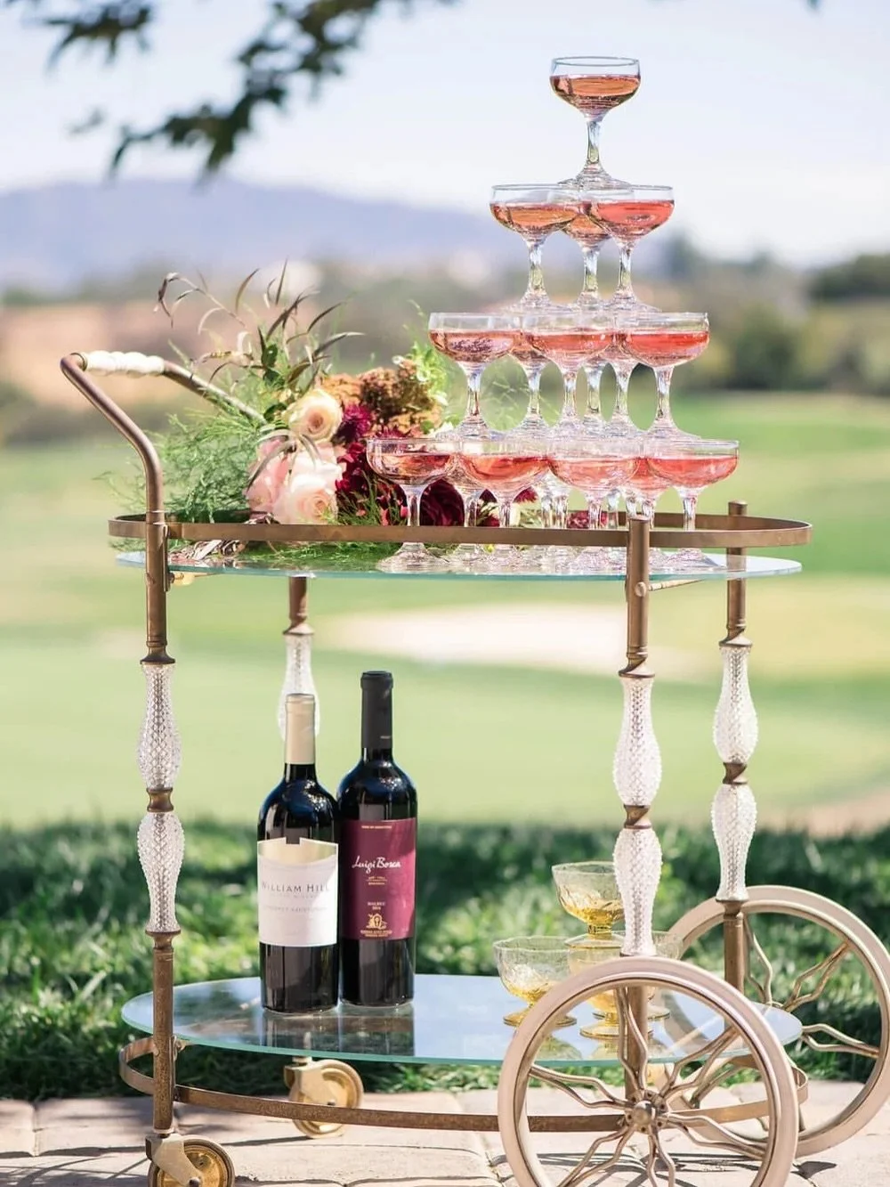 A rental piece isn&rsquo;t about filling a space&mdash;it&rsquo;s about setting the vibe.

We do that.

Meet our Crystal Bar Cart. She&rsquo;s a 50-year-old German classic with 2 tiers of oval glass shelves and crystal legs.

A great canvas for story