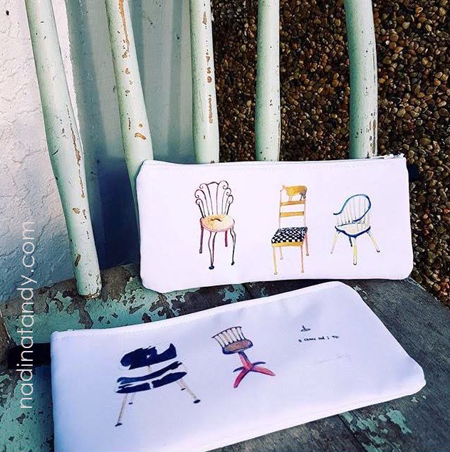 If you would like to own your own unique pencil case designed by Nadina you can order on-line at Art of Where ~ 5 chairs and 1 tac front and back view photo by Tracy Barron Goyer