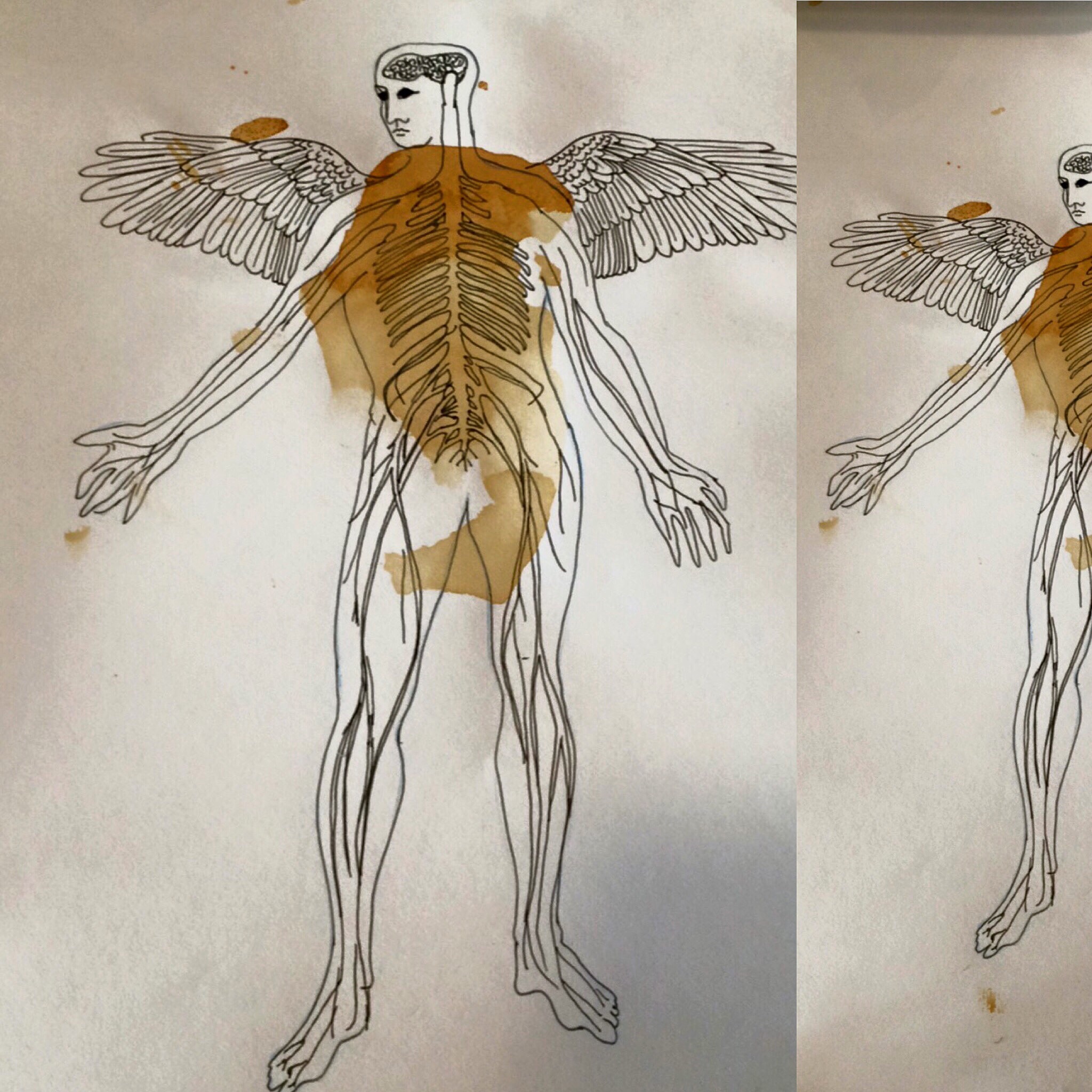 Playing with rust, yes iron. The human nervous system and some Icarus reference. Good art, bad art either way my nervous system does not know the difference. I will sleep well tonight.