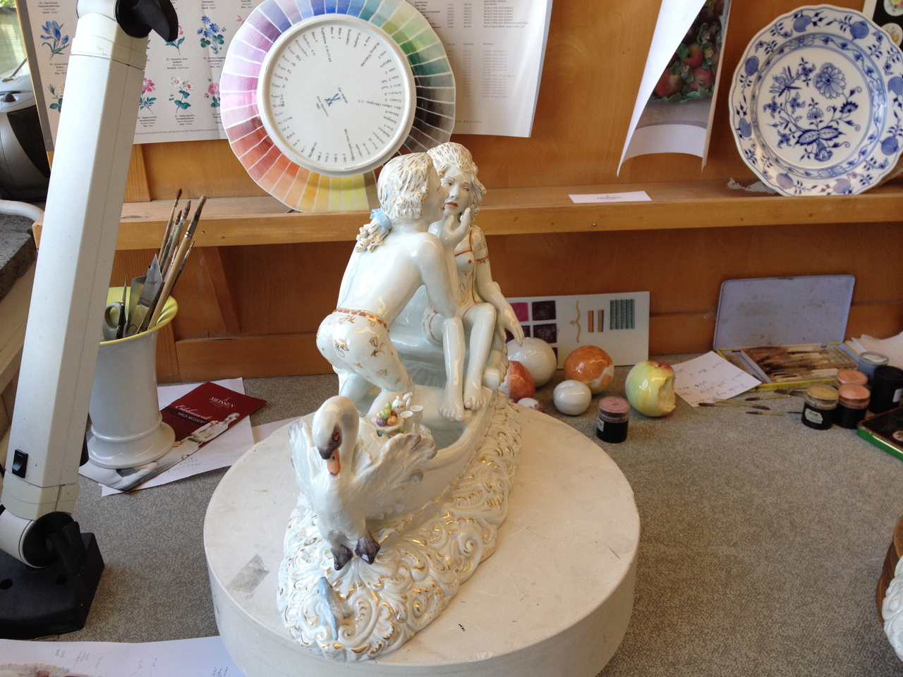 Work by Chris Antemann at the Meissen Manufactory (all photos by the author for Hyperallergic)