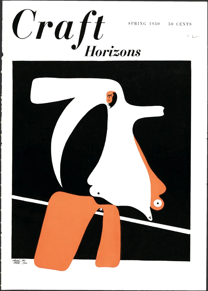 Joan Miró, Cahiers d’Art series, 1936, pochoir, Craft Horizons, Spring 1950, Volume 10, Number 1