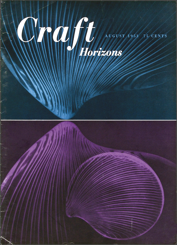  Tapio Wirkkala, Untitled, opalescent glass, Craft Horizons, August 1953, Volume 8, Number 4 
