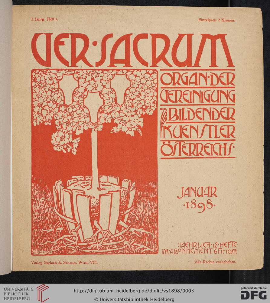  Alfred Roller and Koloman Moser, Ver Sacrum, January 1898, Volume 1, Issue 1 