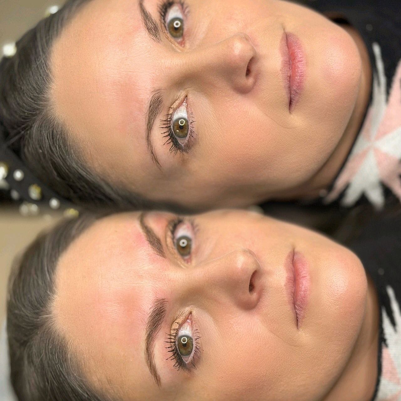 Microbladed and will most likely add a little shading at her touch up. It&rsquo;s a 2 step process so it it best to slowly build the brow with pigment.