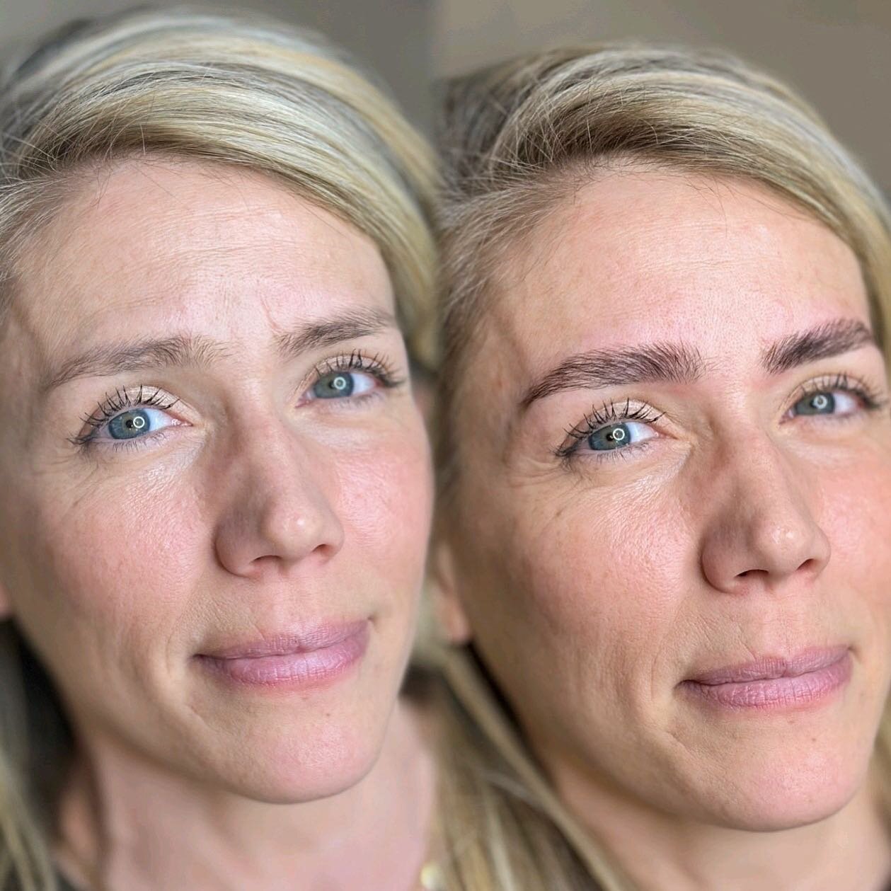 For those clients who are not ready for permanent make up but want to enhance their natural features a bit, a brow lift/tint/tweeze will do it! A brow lift is a relaxer that helps you to manipulate and fluff the brow hair. A little bit different than
