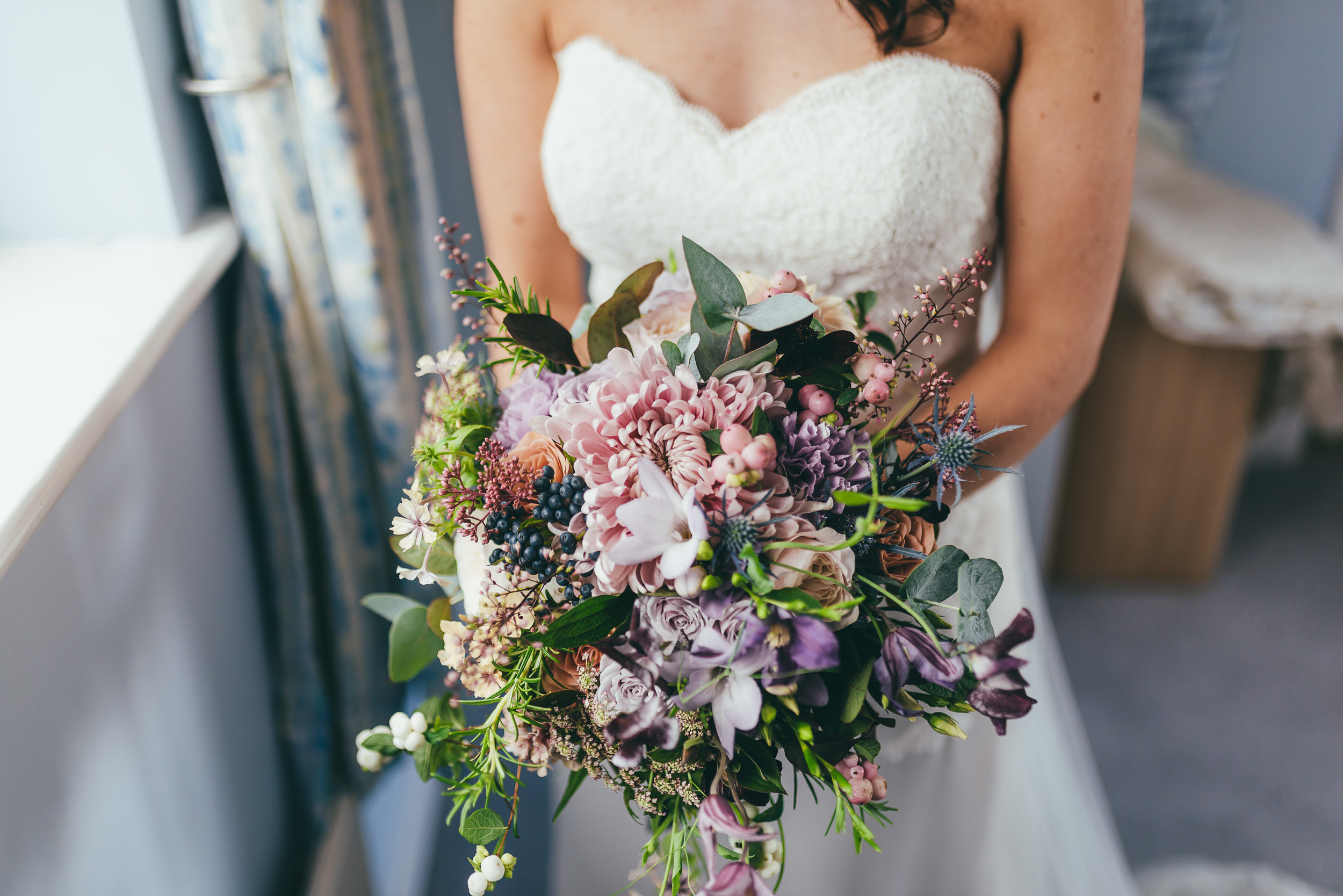 Purple berry autumnal wedding bouquet