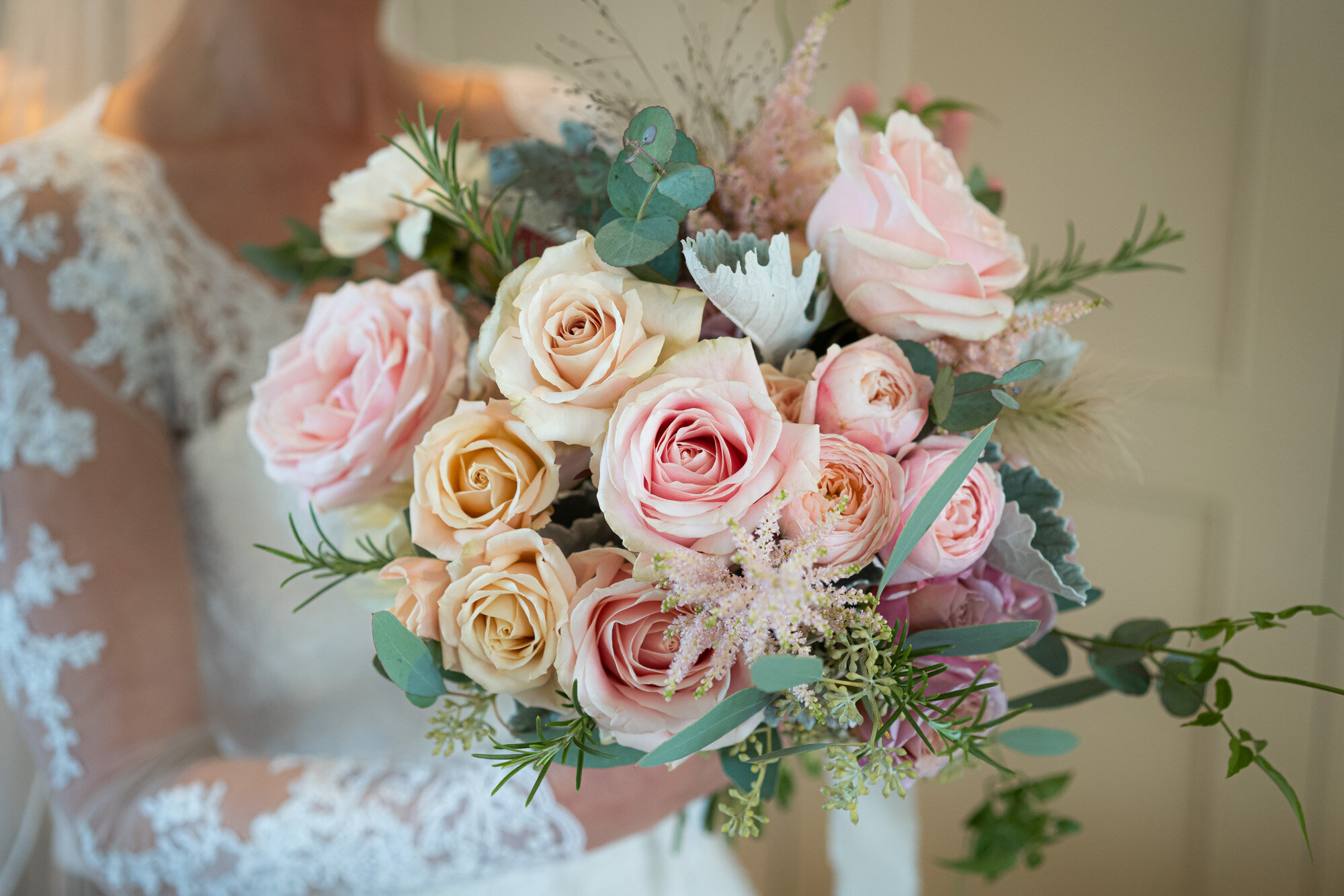Soft pink rose luxury wedding bouquet