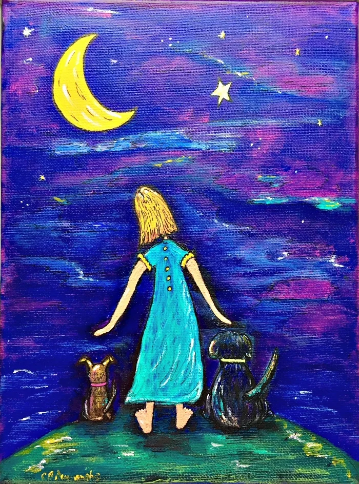 Simon Says " Make A Wish" 9 x 11 x 3/4 Mixed Media on Canvas