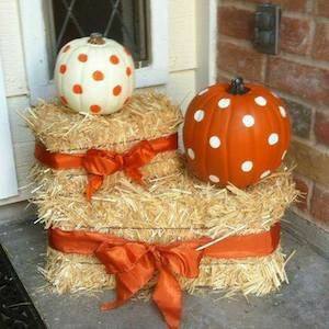thumbnail image 2 of Halloween Village Decor Set – 10 Pumpkins & 6 Mini Hay Bales By Brother Sister 2 of 6