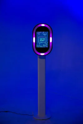 The Light up Digital Selfie Station -Text or E-Mail from the Station -Boomerangs, Video Pictures and more... -Custom message to guests -Can go just about anywhere.