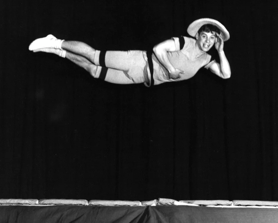 Bouncing Jester on Trampoline
