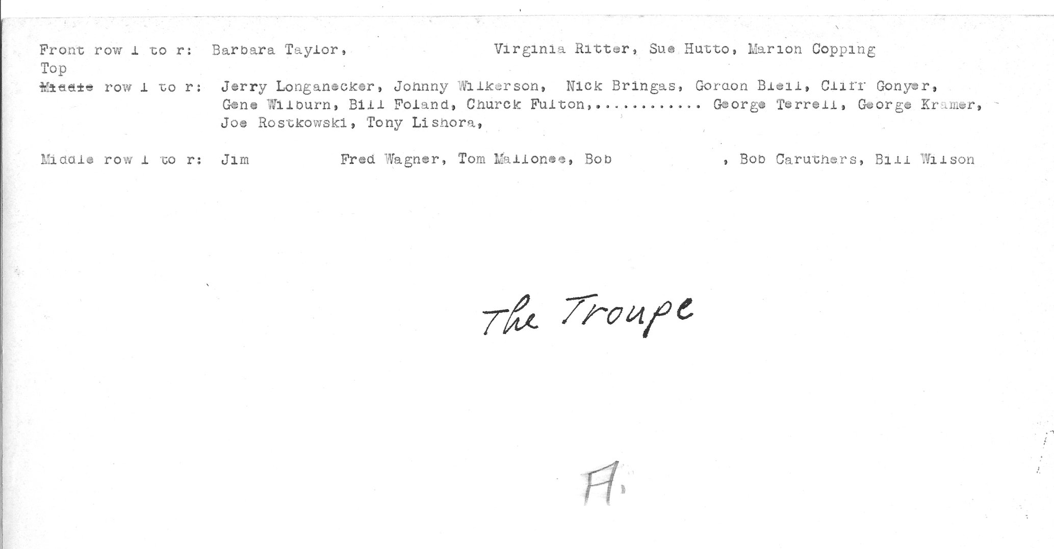 1951 Troupe roster