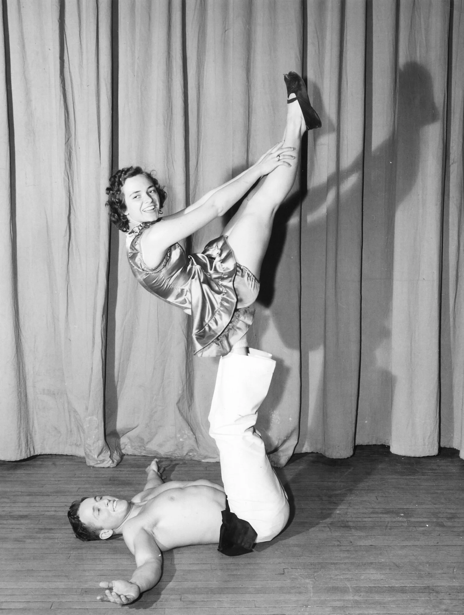 Gymkana Doubles Balancing V-Up, Charles Finch and Dorothy Drake 1948