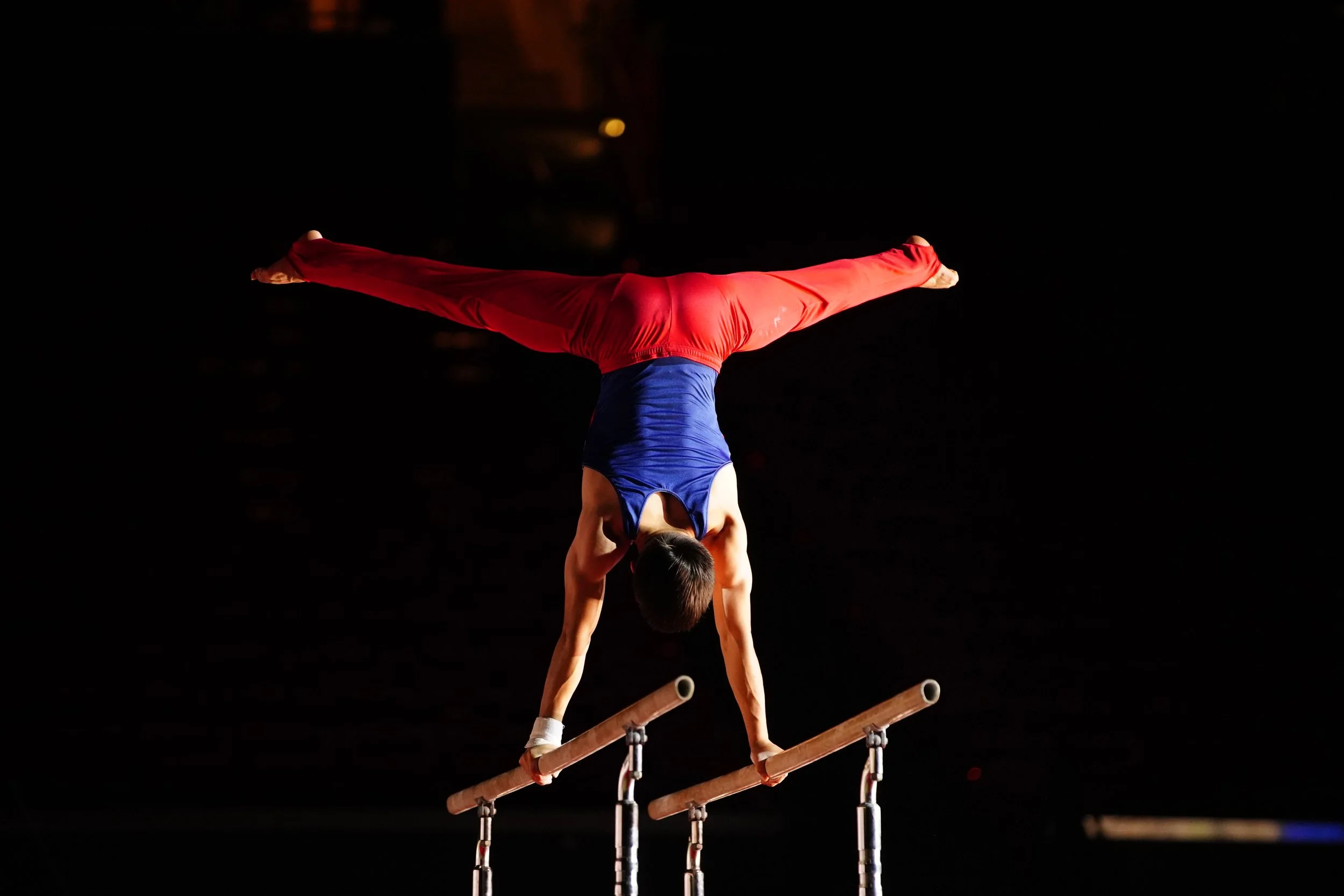  Tyler Ostrowski handstand on parallel bars 