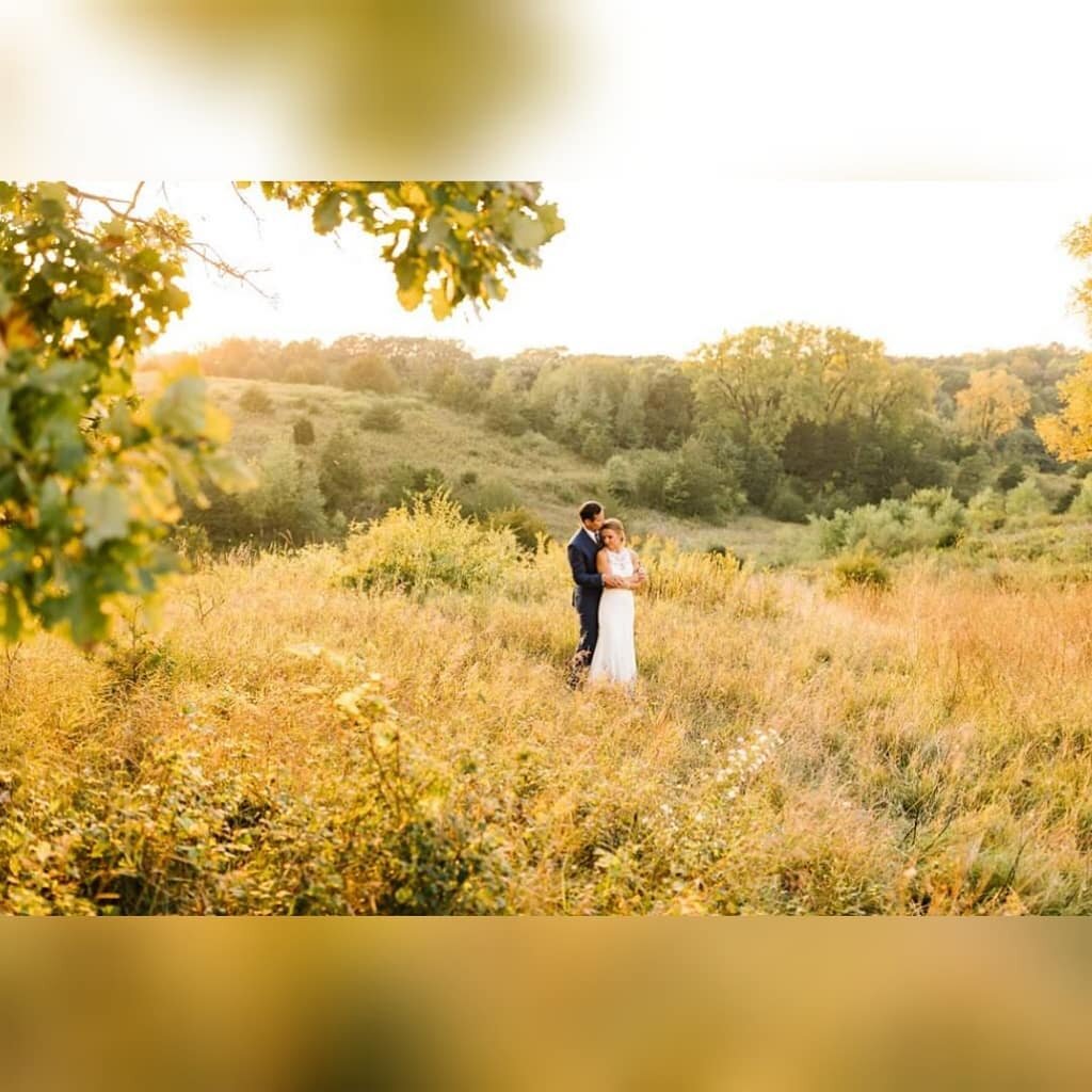 Romantic Sunset Bride and Groom Picture at Almquist Farms Wedding Venue, Minnesota
