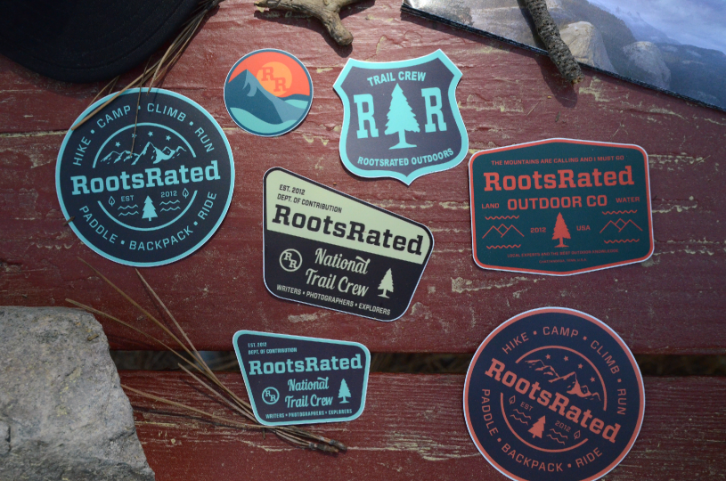Lifestyle stickers printed and designed for RootsRated