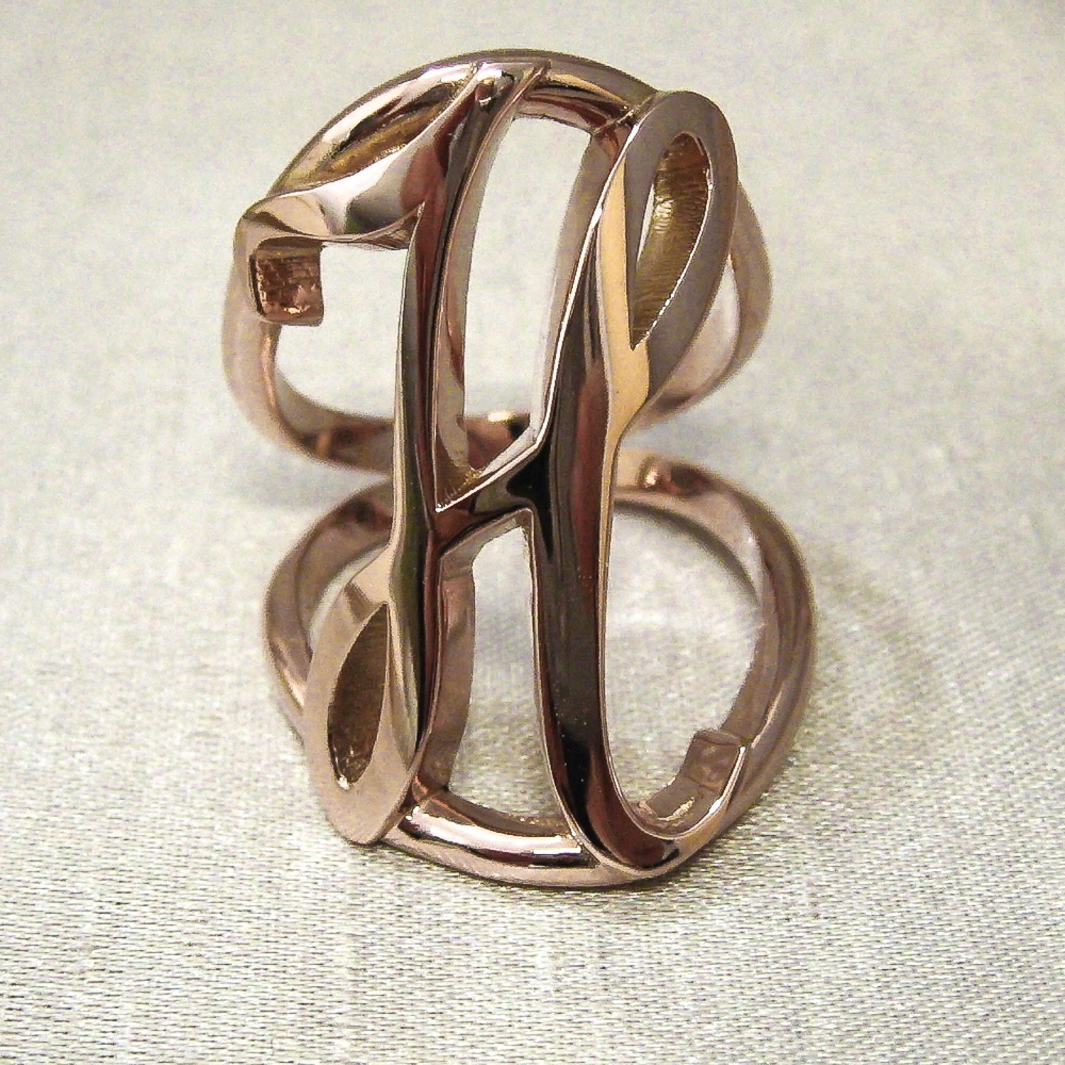   Rose Gold Initial H Ring.  