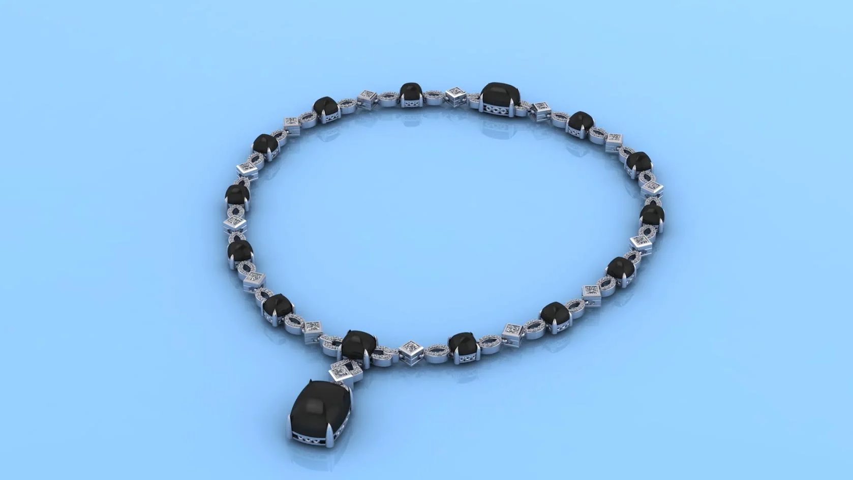 The full necklace rendered and ready for 3D printing.