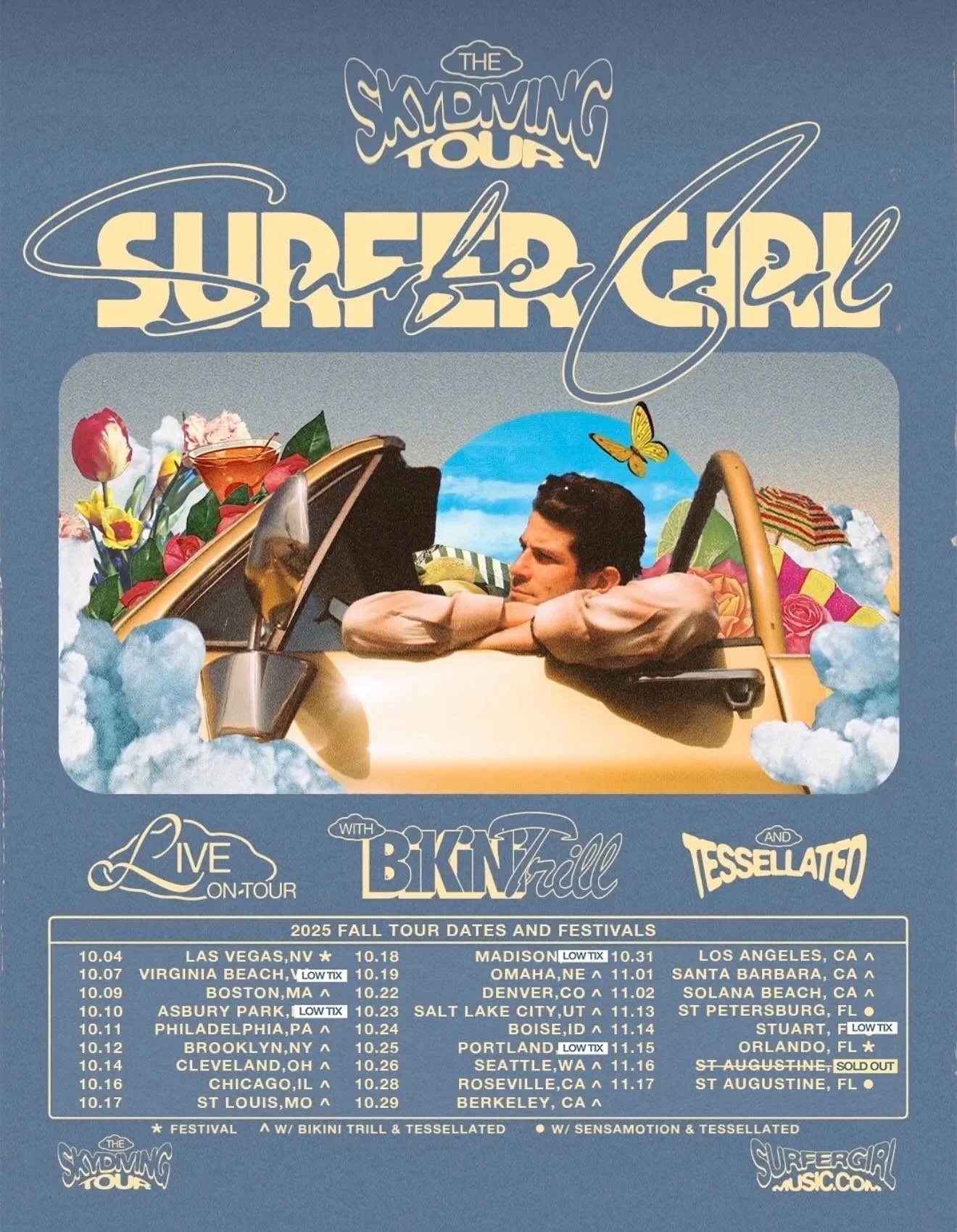 Skydiving 🪂tour happening now! Make sure you get out for @surfergirlmusic and @bikinitrill 🤙🏻 See y&rsquo;all in Denver Wednesday! (Oh, and yes there is a hat in progress) 😄❤️
