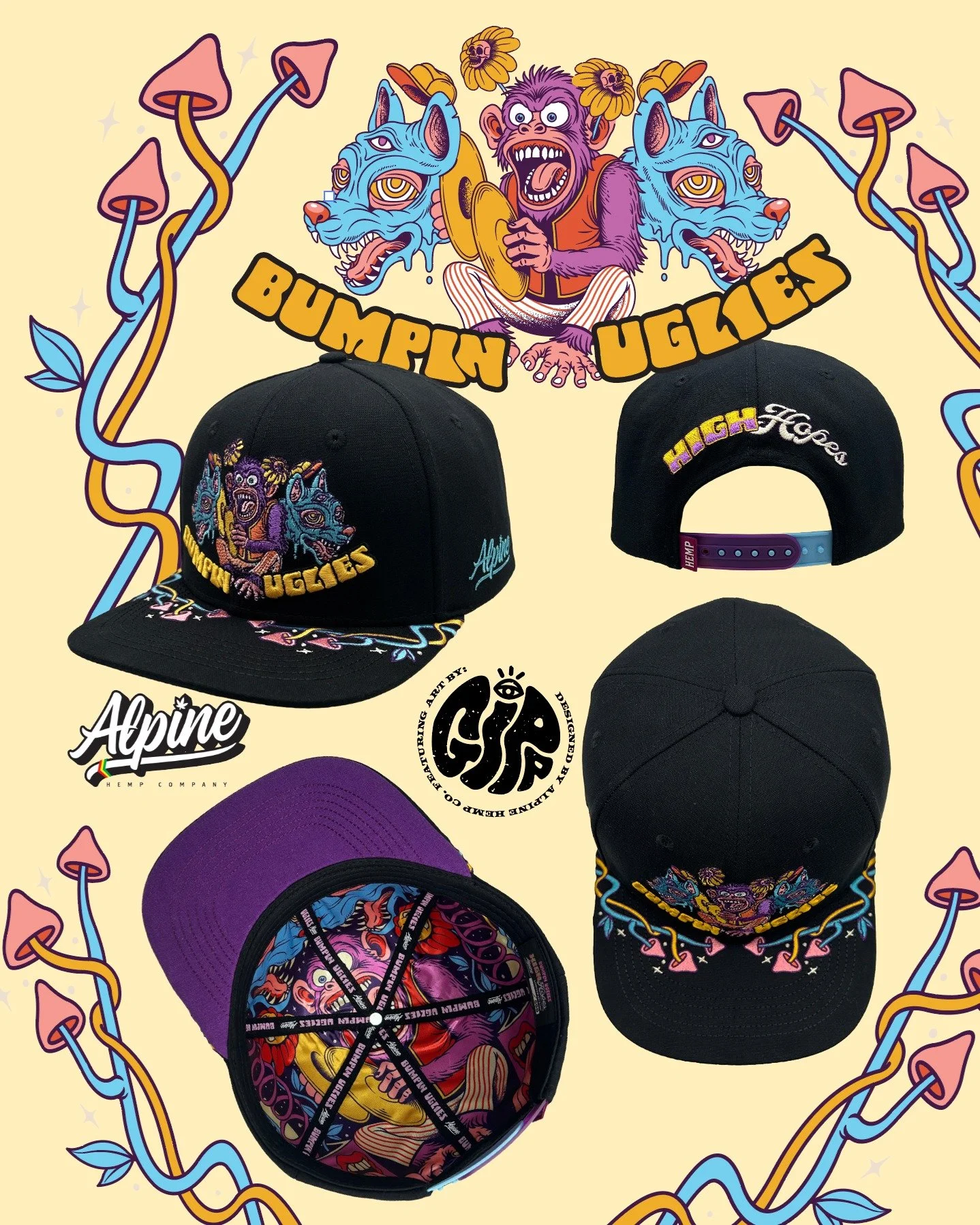 New Bumpin' Uglies Hat drops this Thursday at 4:20 pm Mountain Time. 
Set your ALARM! Don't miss it! This one is truly Shroom-Tastic! 🍄 

@highhopesmusicfest