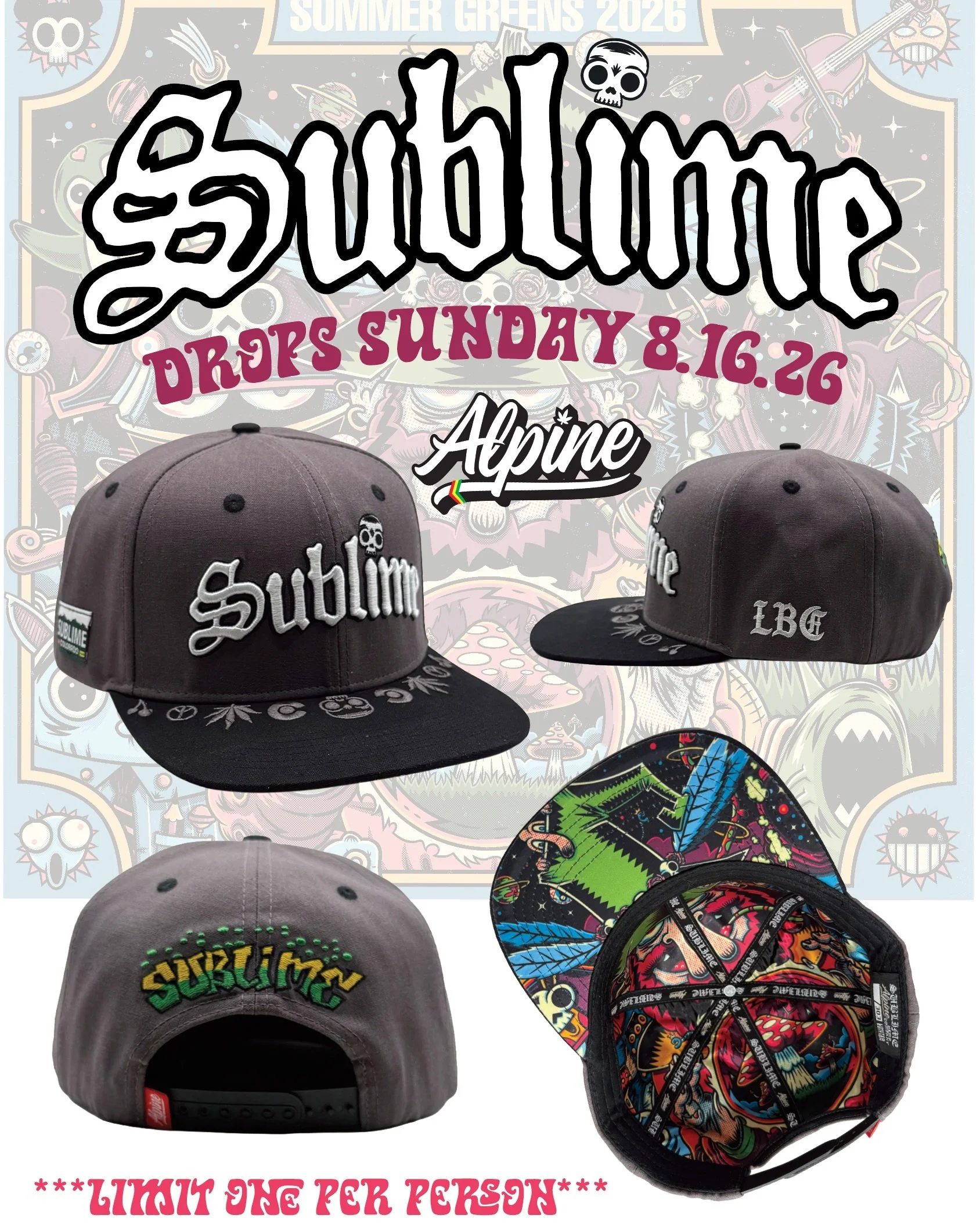 Sunday Funday! 😮
With @sublime 
Alpine Hemp Co. Exclusive Drop Grey/Black Snapback. Full Send on this one!

Drops 8.16.26 @ 4:20 PM MST
****Limit ONE per customer***

&bull; Raised Front Embroidery
&bull; 90% Hemp
&bull; LE 303 Hand-Numbered
&bull; 