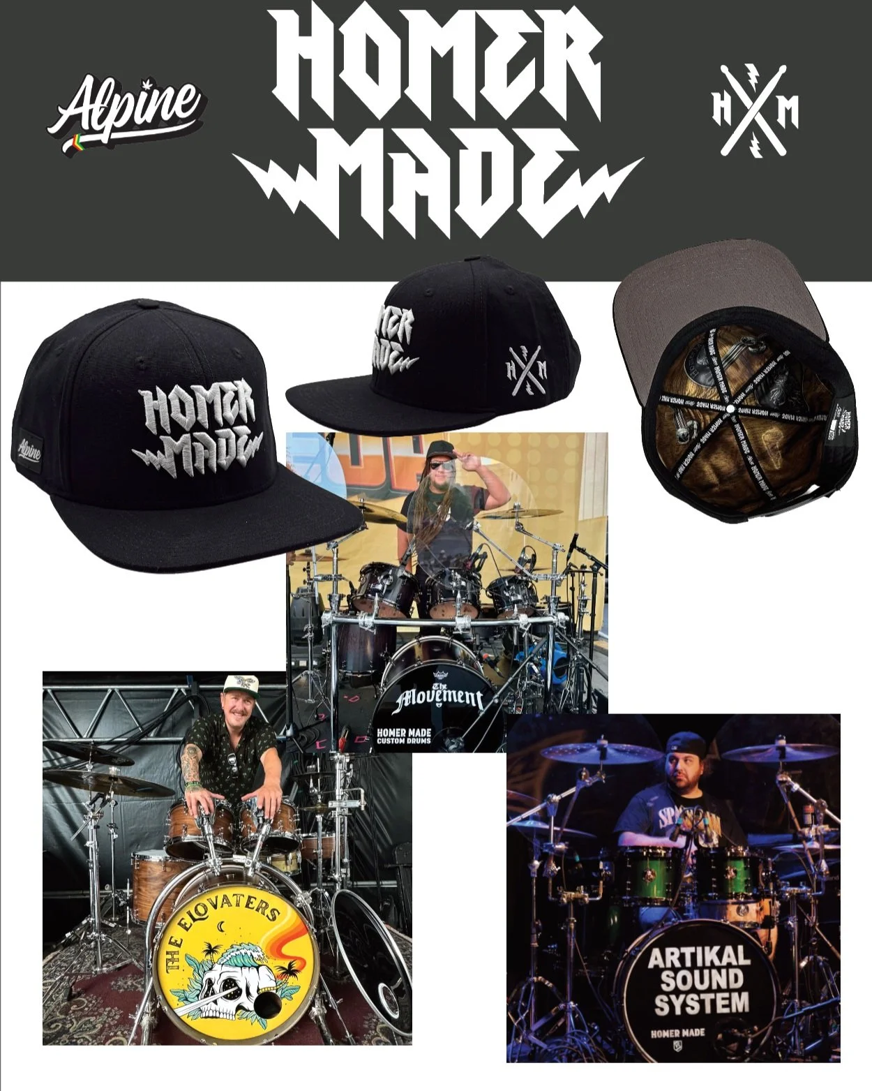 Can the Drummers get some love? 🥁 
❤️💛💚

@homermade_custom_drums hand-makes the drums that keep us dancing and head-nodding with our favorite bands. 

Extremely limited release of 100, dropping Wednesday, 8-12-26 at 4:20pm MST. Exclusively at alpi