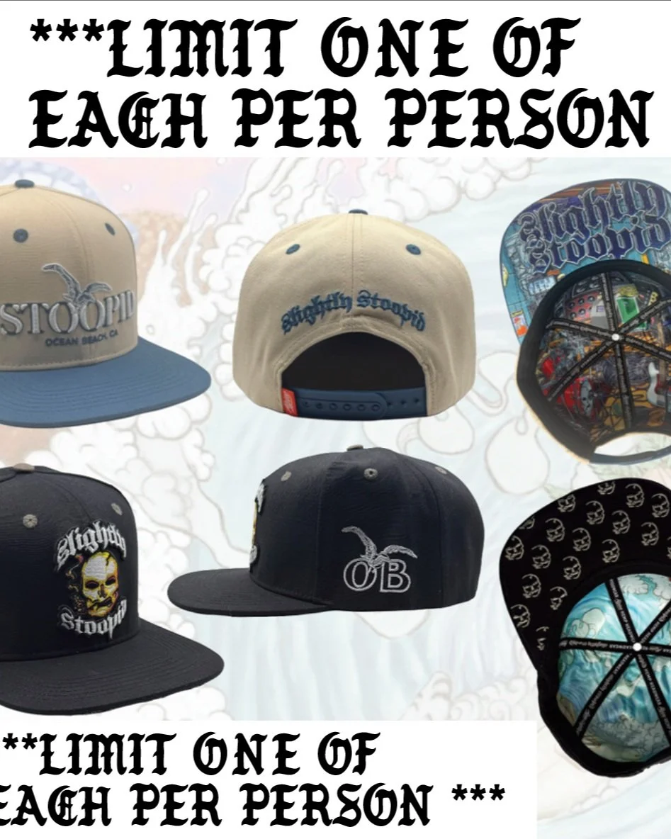 📣📣UPDATE +++ UPDATE ++++
Due to popular demand and to make sure more customers can get the new Slightly Stoopid hats, we are now limiting the sale on the hats to ONE OF EACH per customer. Jerseys have NO LIMITS! Orders that do not adhere to this wi