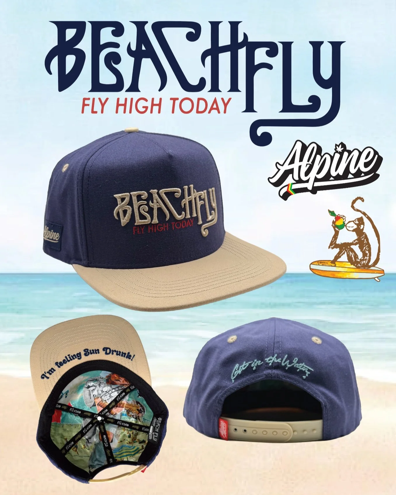 Who's ready to get in the water with @beachflymusic ? Dropping today, 8.25.26, at 4:20 PM MST. Limited edition of 100 hand-numbered Hemp 5 Panel awesomeness 🤙 Exclusively available at alpinehempcompany.com