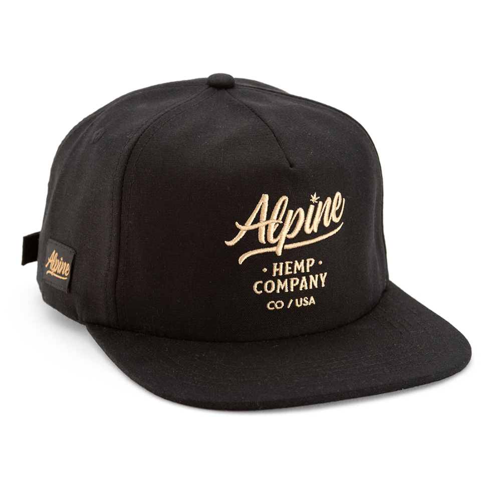 Alpine Hemp Co. Unstructured 5 Panel Low Profile Strap-back - Black