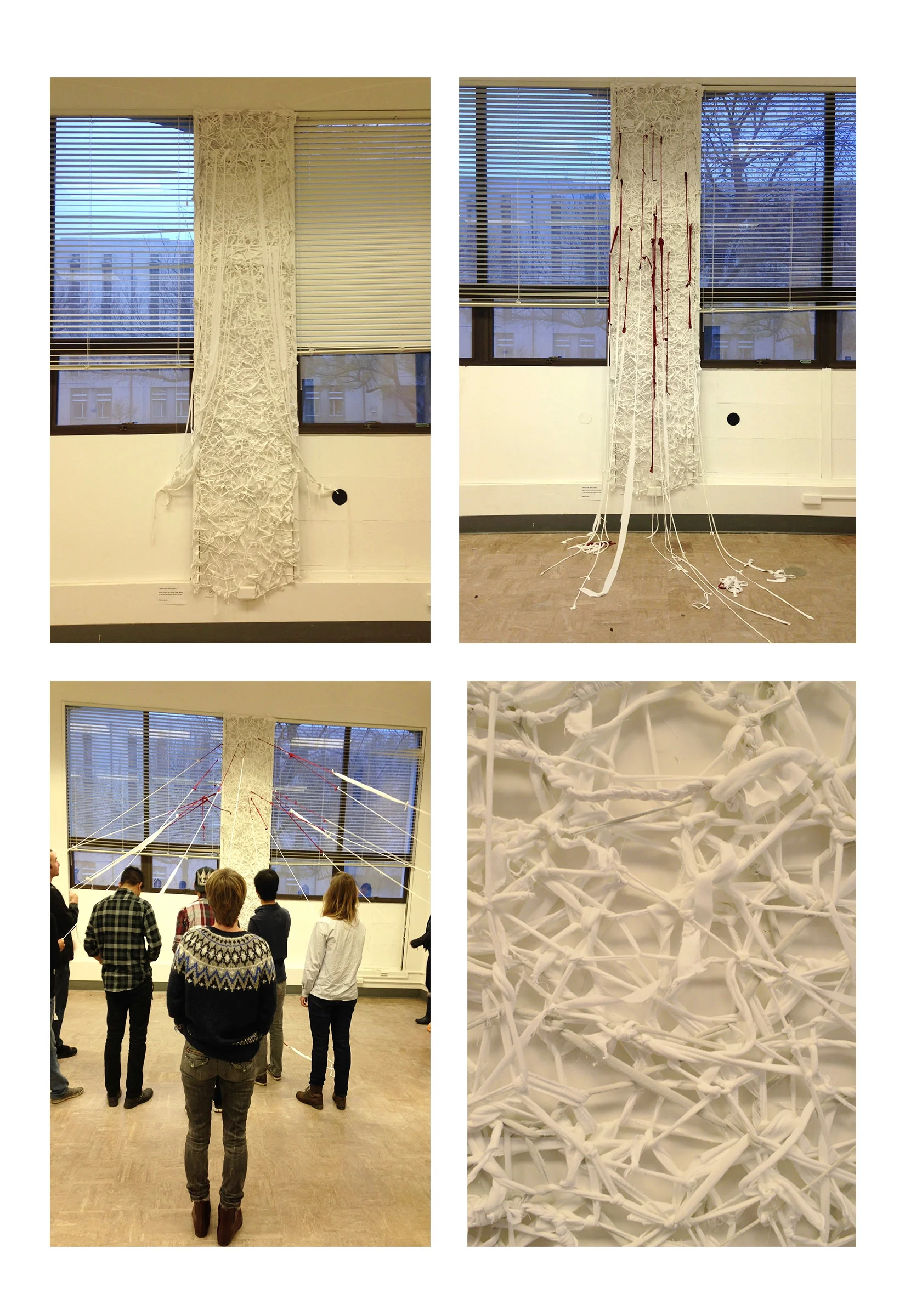 Choice (https://vimeo.com/119696811), 3ft x 13ft, Cloth, recycled fabric, foam board, clips, and paper on wall