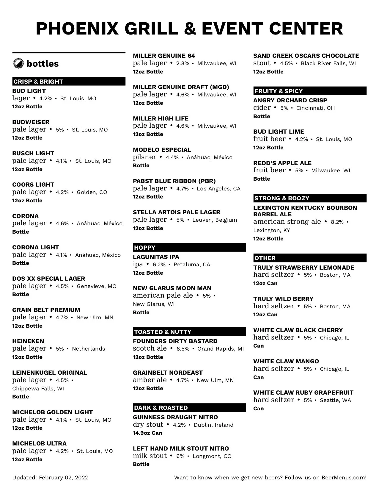 Drinks — Phoenix Grill & Event Center