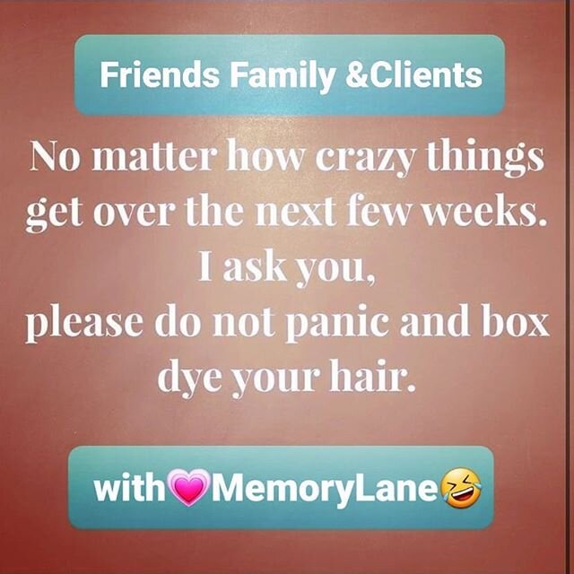 Friends family and clients. It comes with a heavy heart to announce that Memory Lane Salon will be closed until April 30th. Although the challenges will be hard and uncertain I know I am part of an amazing family of clients and fellow businesses that