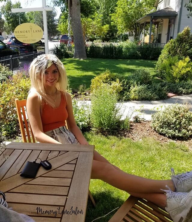 Just relaxing in the gardens letting that warm summer sun heat those blondies!🌞💖@ashtyncarrr 😍
Busy fun day in the salon today!
Swing by, relax, escape and connect to wifi in the gardens any time!Were happy to have you in our peaceful space! #disc