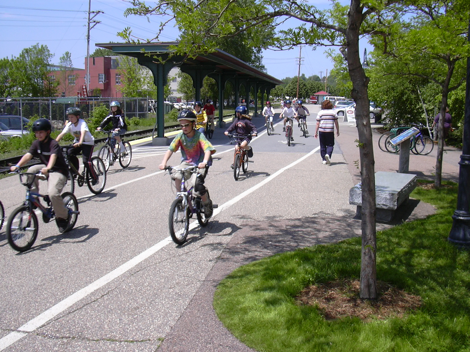 Champlain students enjoying the bike path