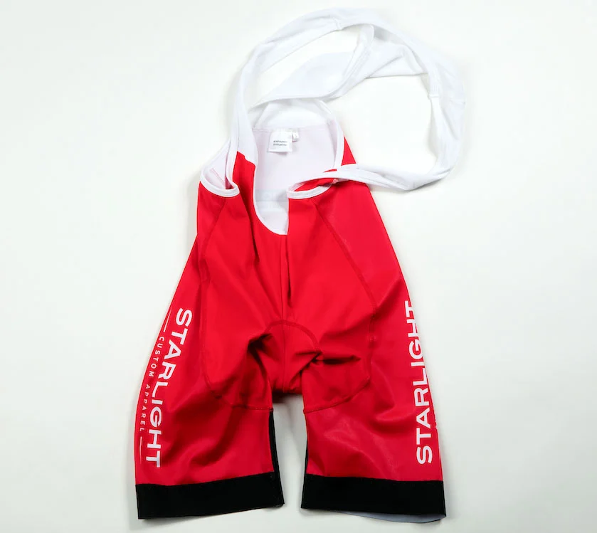 Available in 4 base lycra colors (between the legs and up to the belly) - black, red, green, and navy.
