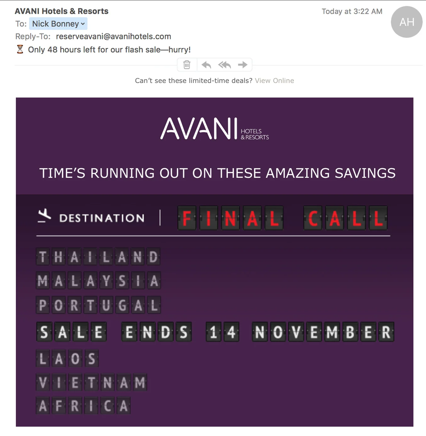 EMAIL: A creative approach and strong CTA to their ‘special offer’ campaigns