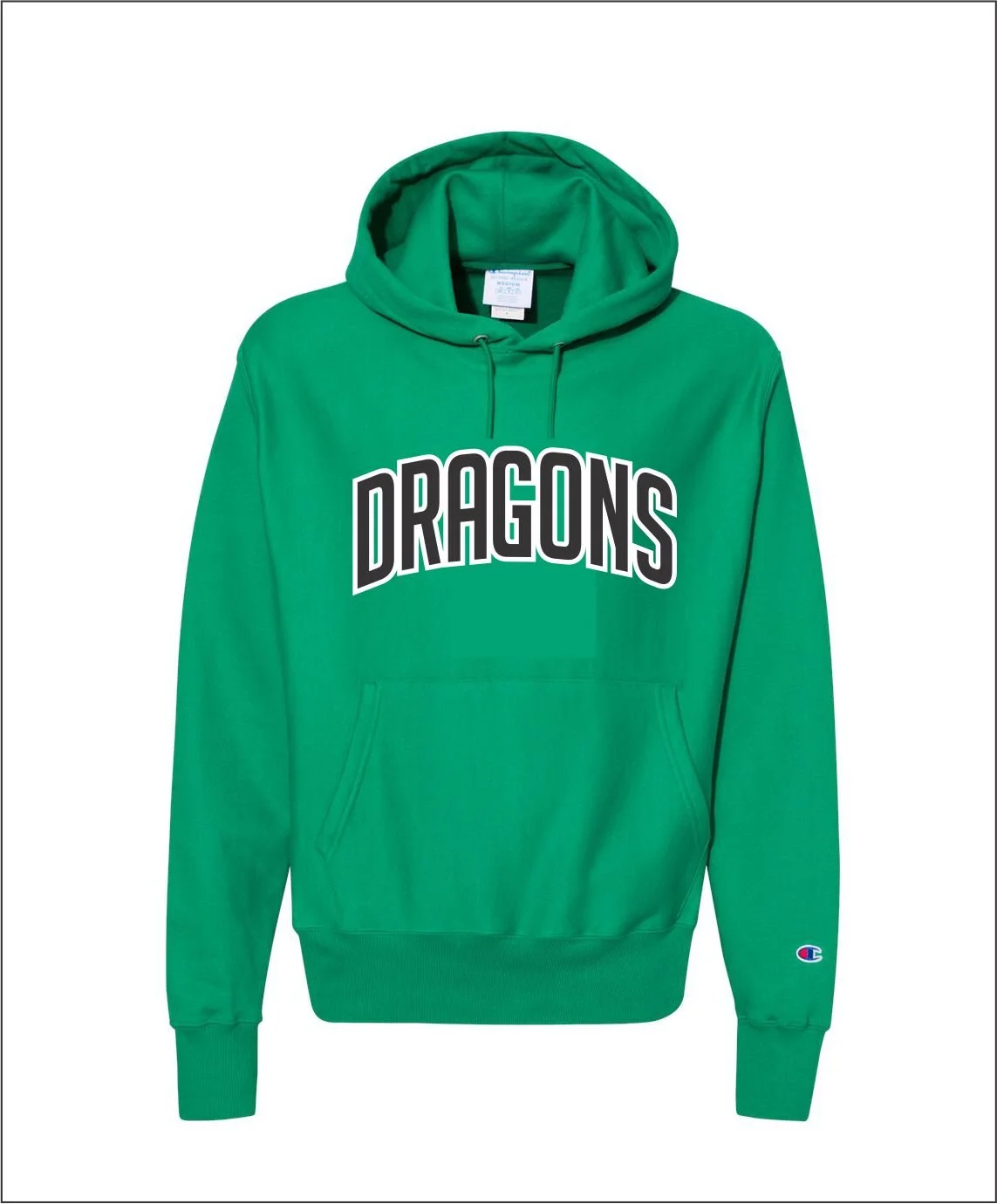 Champion Kelly Green Reverse Weave DRAGON Twill Lettering Hoodie — Pursley  Embroidery u0026 Design