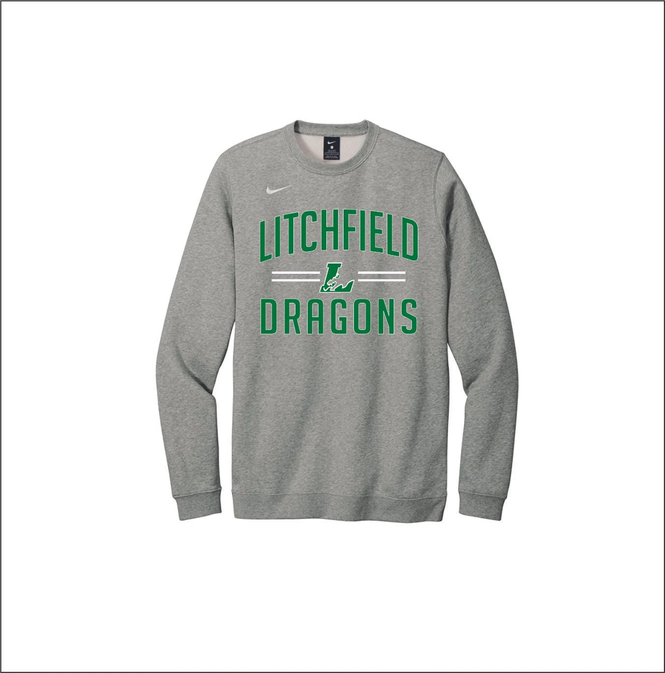 Nike Club Fleece Crew Sweatshirt with Printed Dragon Logo