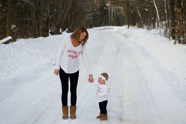 twinning! &amp; not a day passes that someone doesn't tell me that miss v looks exactly like me; to be honest it's a little crazy cuz I see it too. I'll have to dig out my baby pictures #staytuned #winterwonderland #canadian #canadianliving #snow #cottage #twin