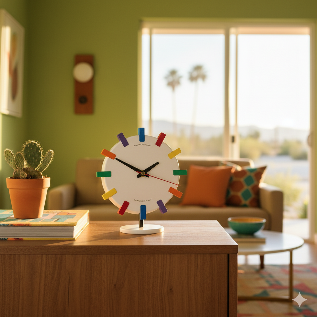Handcrafted modern clock by Los Angeles artist Eric Blackwell