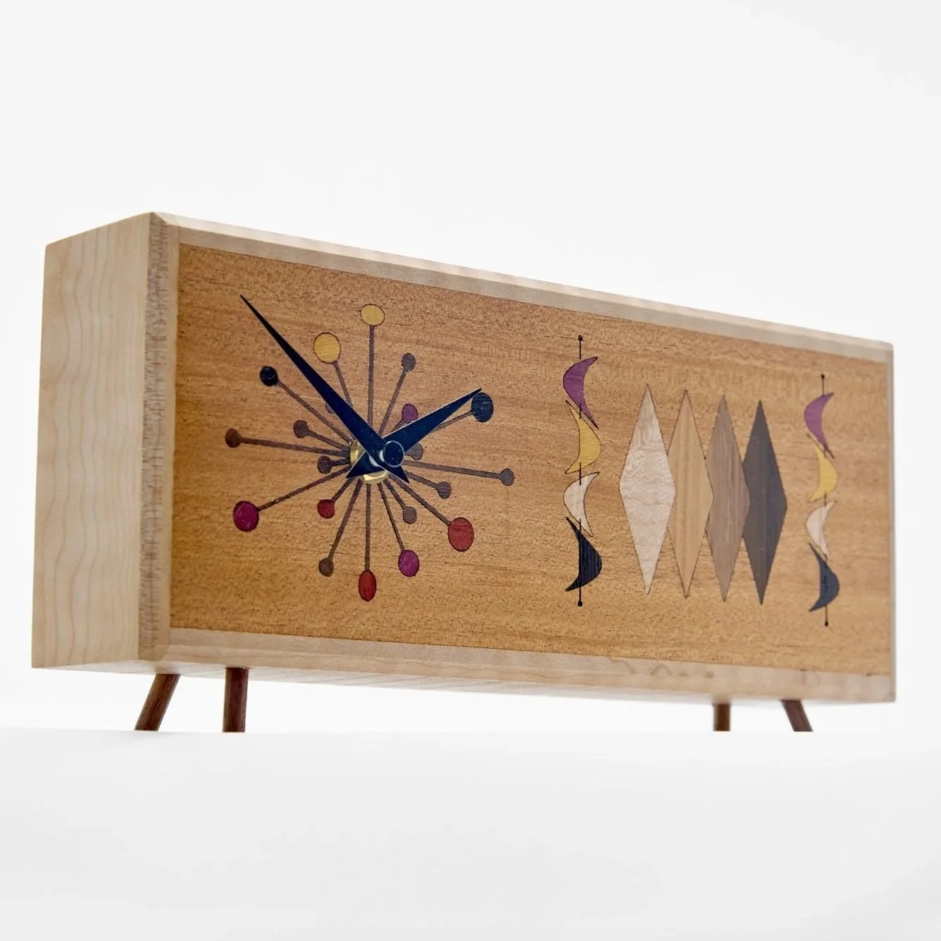 Credenza Boomerangs MCM Clock, Retro Desk Clock, Mid Century Credenza Clock, Blackwell Woodworks