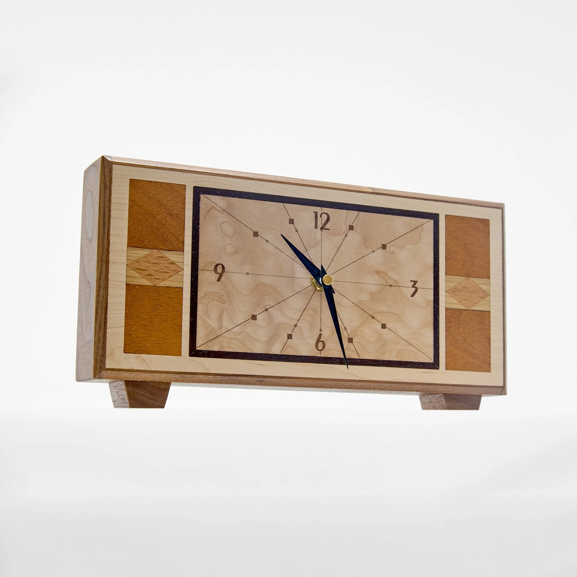 The Rhythm Clock – Mid-Century Modern Exotic Wood Inlay Clock by Eric Blackwell