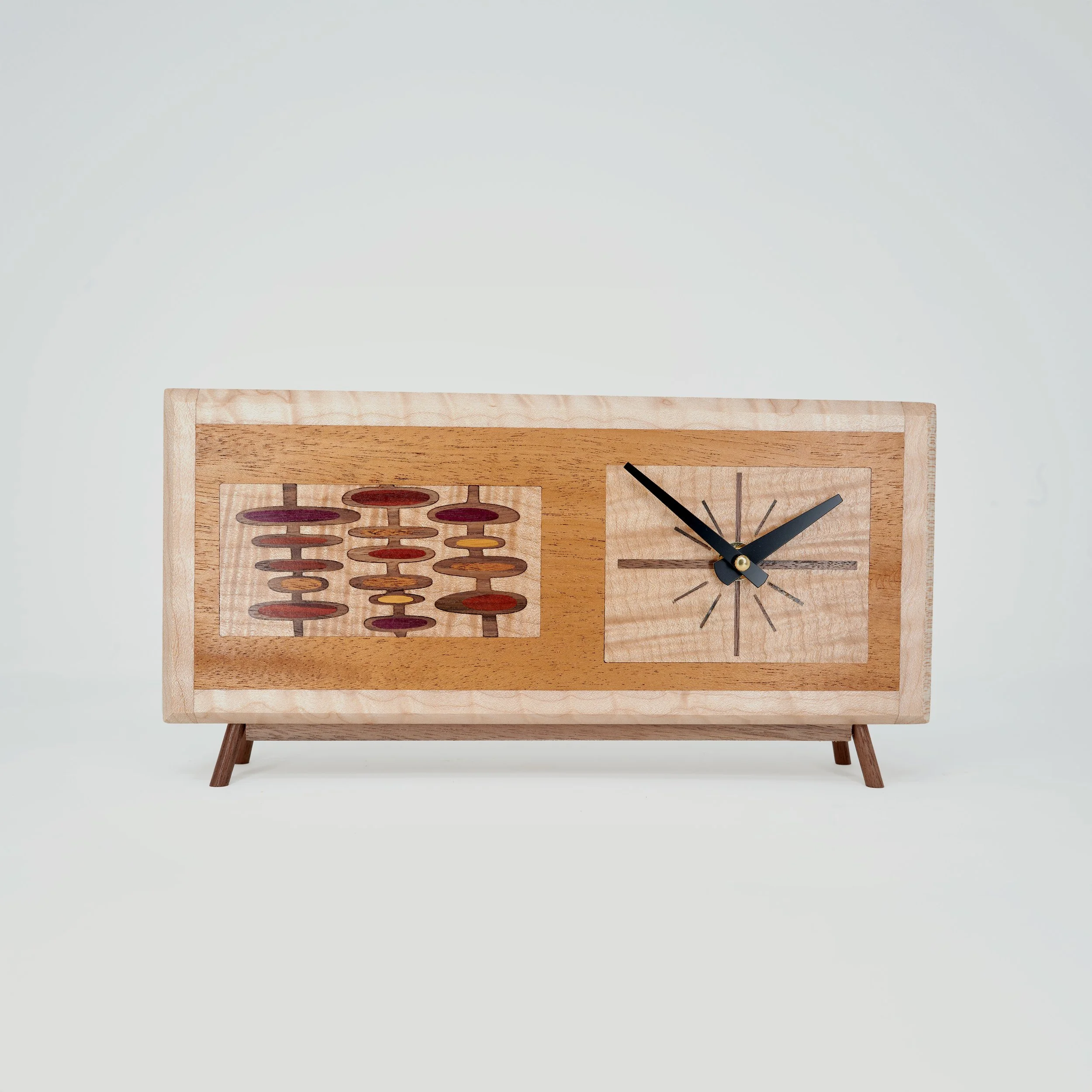 Googie Credenza Clock | Mid Century Modern Wood Clock