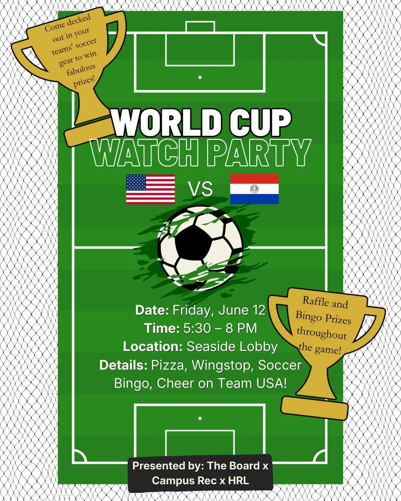 🇺🇸⚽The World Cup is here!!

Calling all soccer fans or anyone just happy to be here. Join The Board, @pepperdinecampusrec, and @pepperdinehrl THIS FRIDAY for the game of a lifetime filled with food, bingo, prizes and a whole lot of cheering📣

PLUS