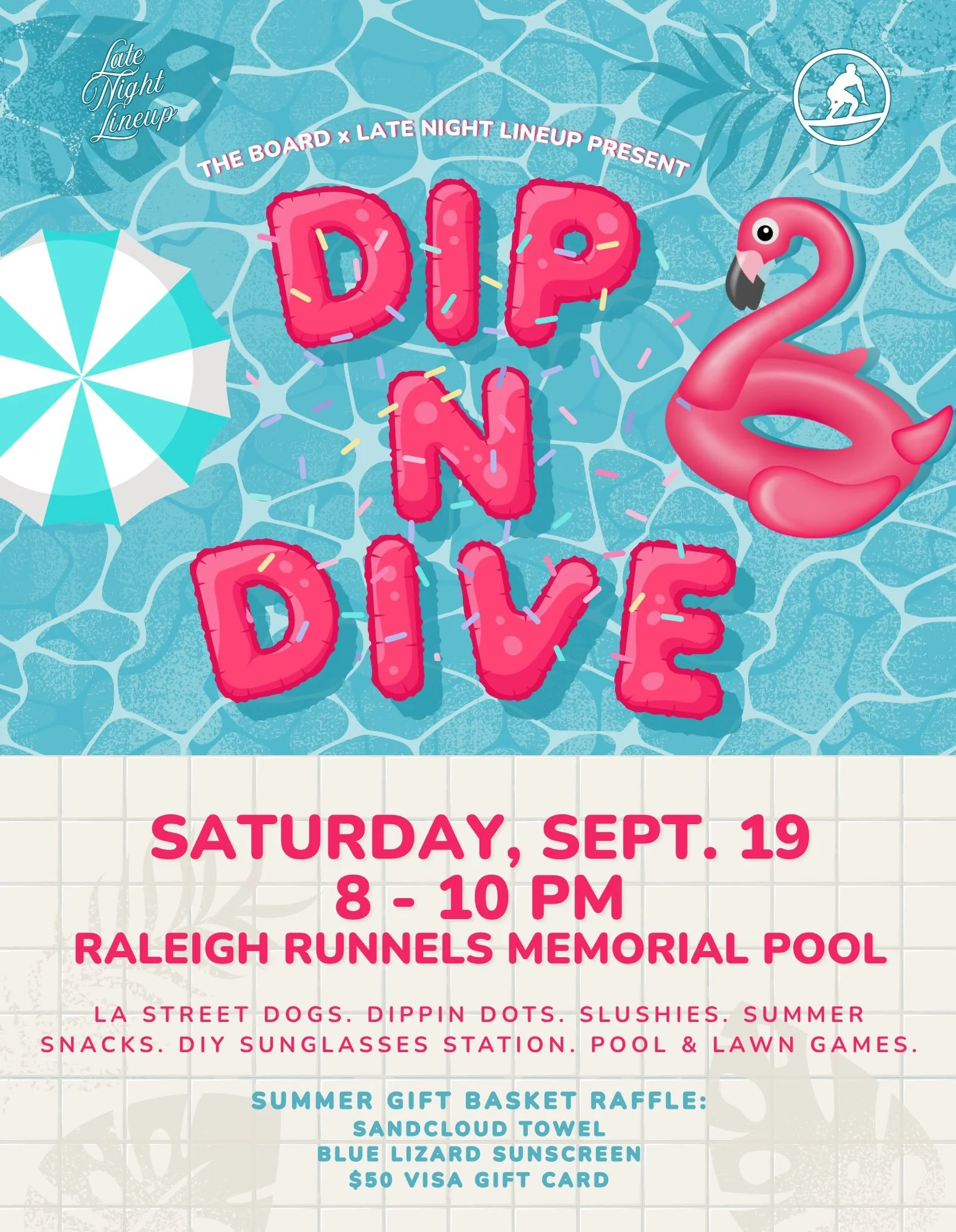 💗 YOUR SATURDAY NIGHT JUST GOT A LOT MORE FUN.

The Board is taking over and hosting this Saturday&rsquo;s Late Night Lineup! Come hang with us at DIP N DIVE for a night of poolside games, a live DJ, good food, and all the things that make a night w