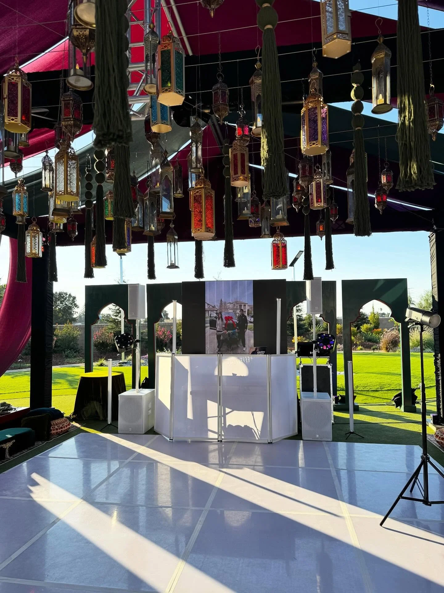 Worked with the amazing @naveenkumar on Sept 13th 😎 Theme was Moroccan Nights in a stunning luxury backyard 🌴

Rolled out our new all-white RCF 🔊subs &amp; tops, white facade, and glowing Astera style LEDs 💡🔥 Clean look, big sound, perfect vibes